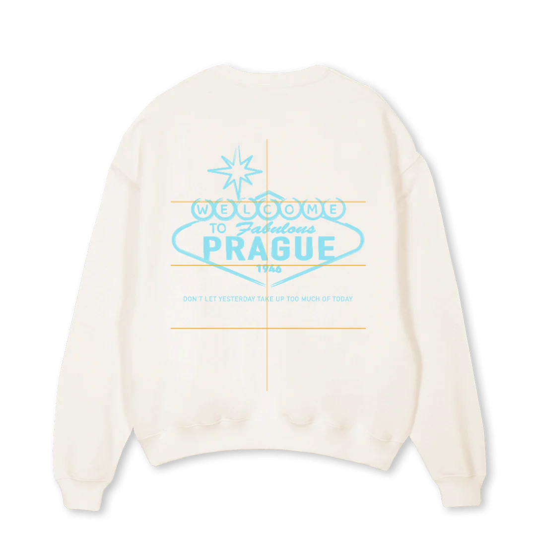 WLCM TO PRG BL Cream Oversized Crewneck Sweater. - Image 2