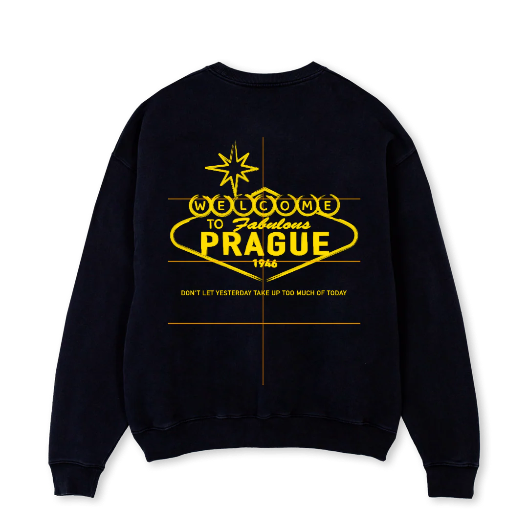 WLCM TO PRG YL Black Oversized Crewneck Sweater. - Image 2