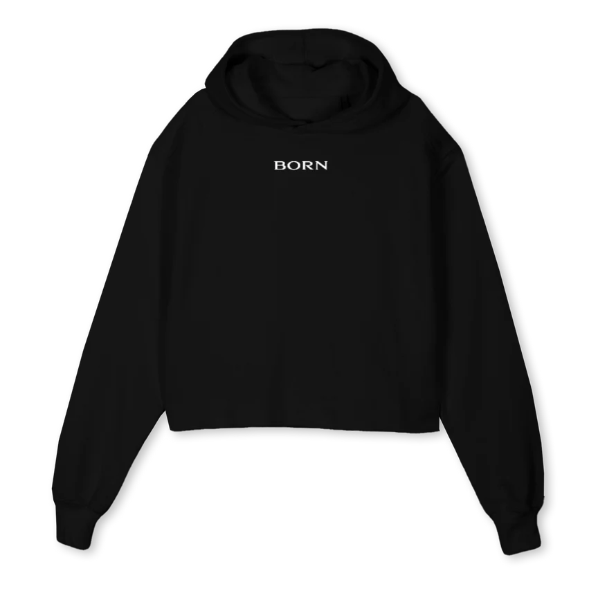 WOMANGODDESSLOGO Black Cropped Hoodie.