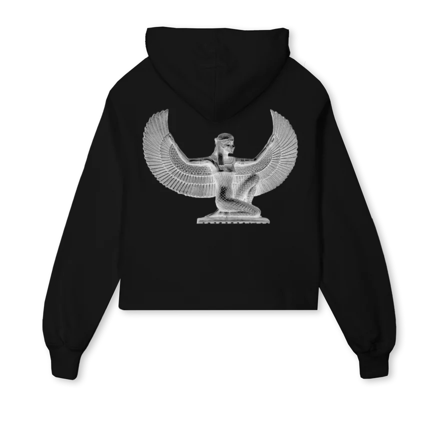 WOMANGODDESSLOGO Black Cropped Hoodie. - Image 2