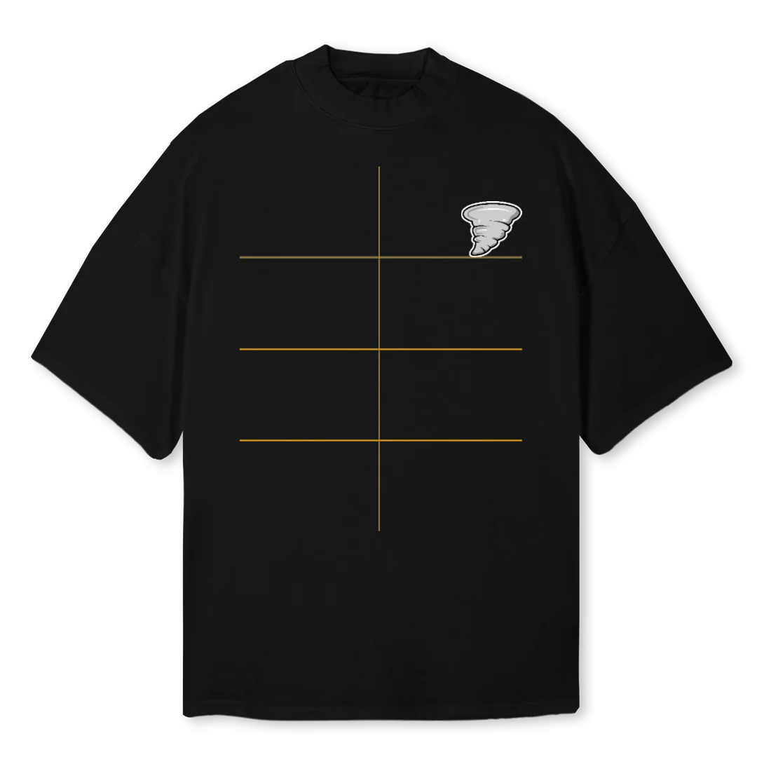 WOOOSHMOCKBLK Black Oversized Mock Neck Tee.