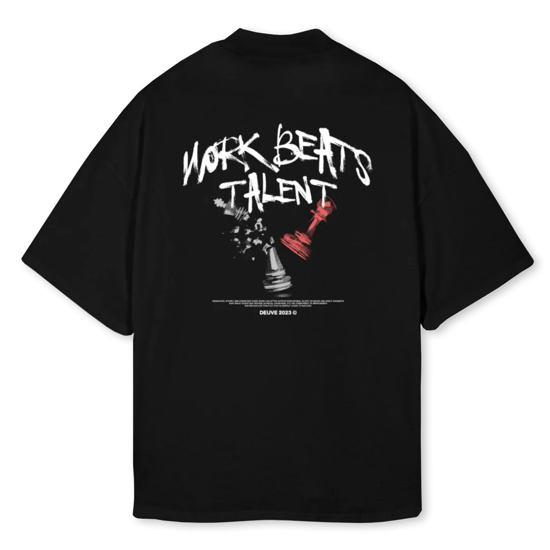 WORKBEATSTALENT Black Oversized Mock Neck Tee. - Image 2