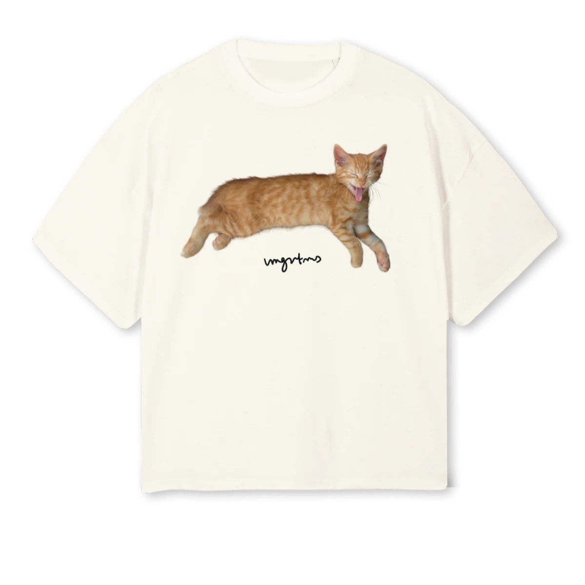 WORKSHOPCAT Cream Oversized Boxy Tee.