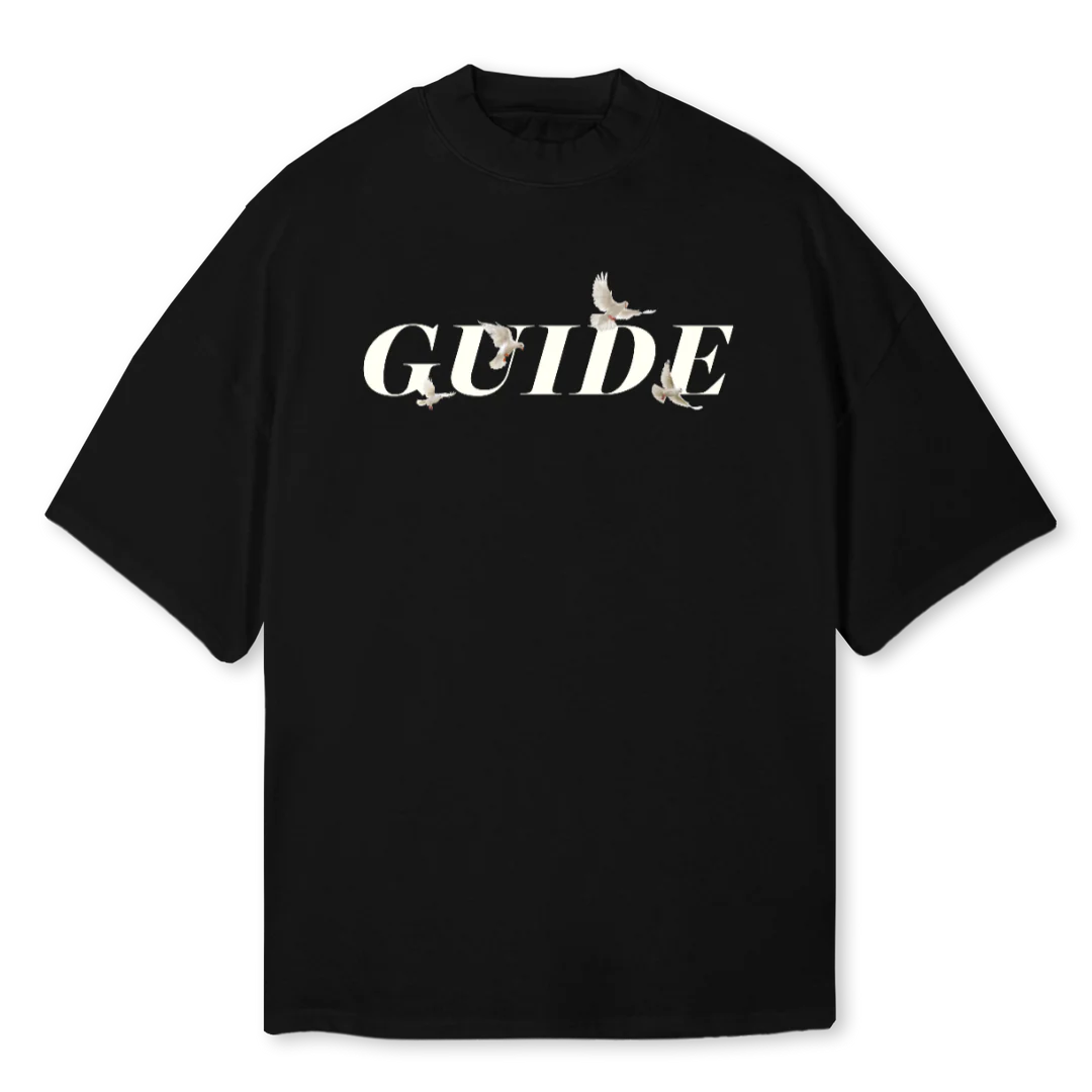WOSMOCKTEEBLACK Black Oversized Mock Neck Tee.