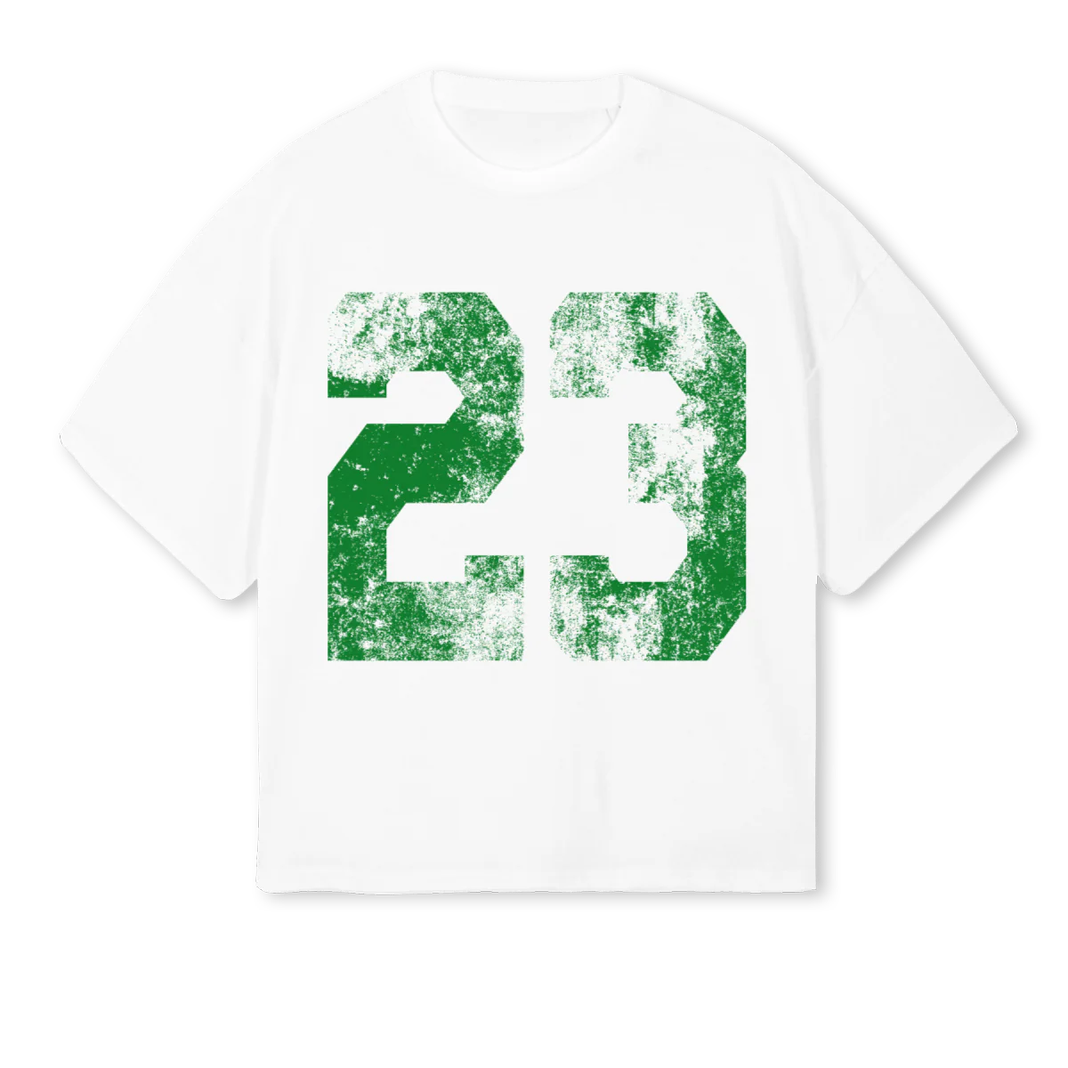 WSHDJERSEYWHITEGREEN White Oversized Boxy Tee.