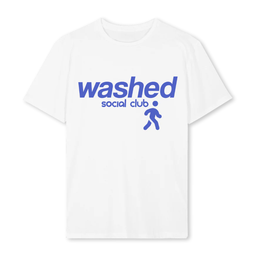 WSHDSOCIALBLUE White Regular Tee.