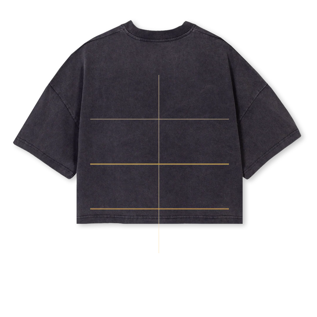 XENOWOMENS Vintage Black Cropped Oversized Tee. - Image 2