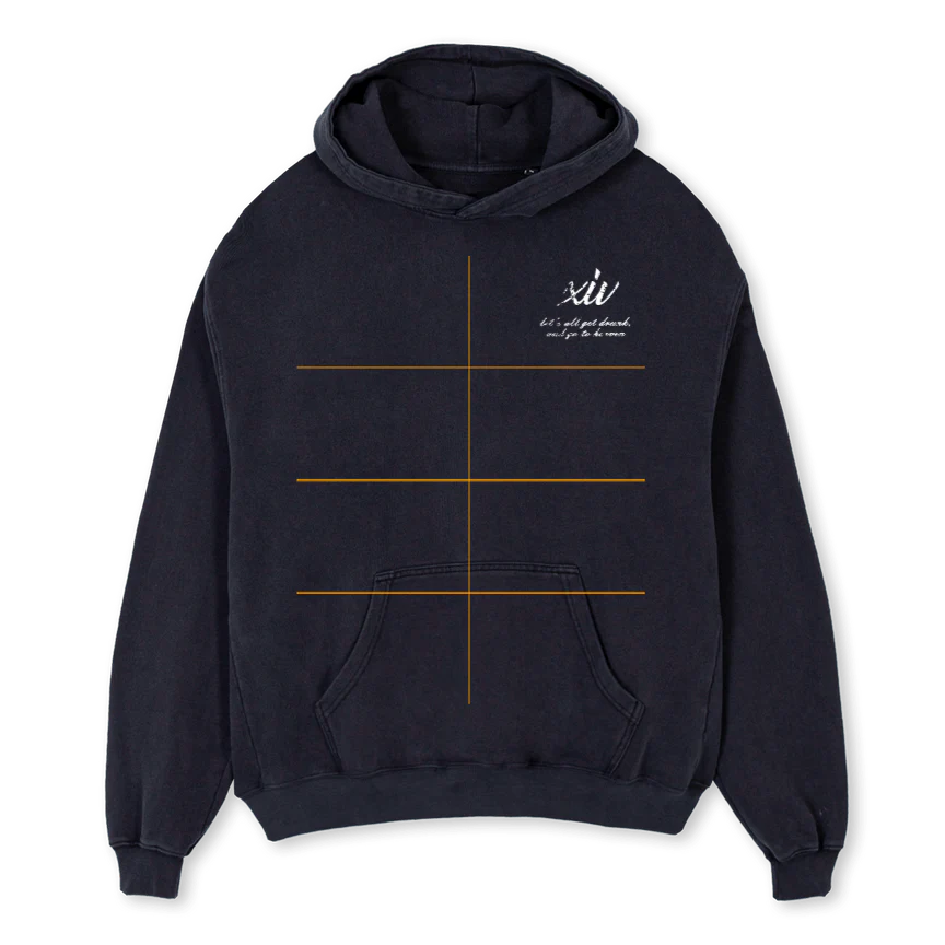 XIV ALIEN  Vintage Black Oversized Hoodie.