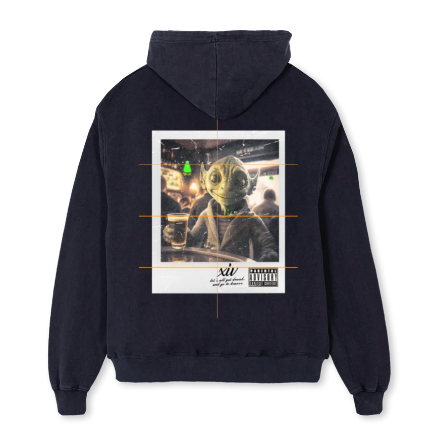 XIV ALIEN Vintage Black Oversized Hoodie. - Image 2