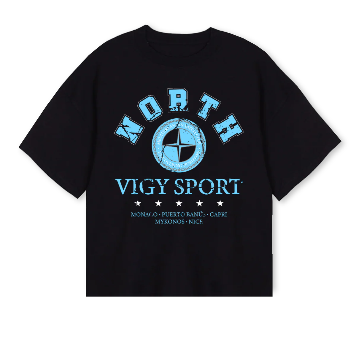 YATCHBOXYB Black Oversized Boxy Tee.