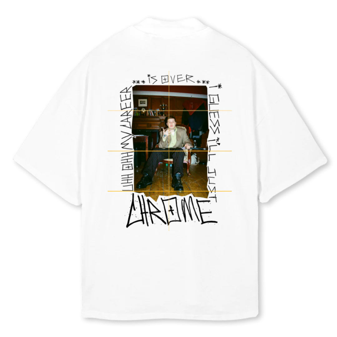 YUNG LEAN White Oversized Mock Neck Tee. - Image 2
