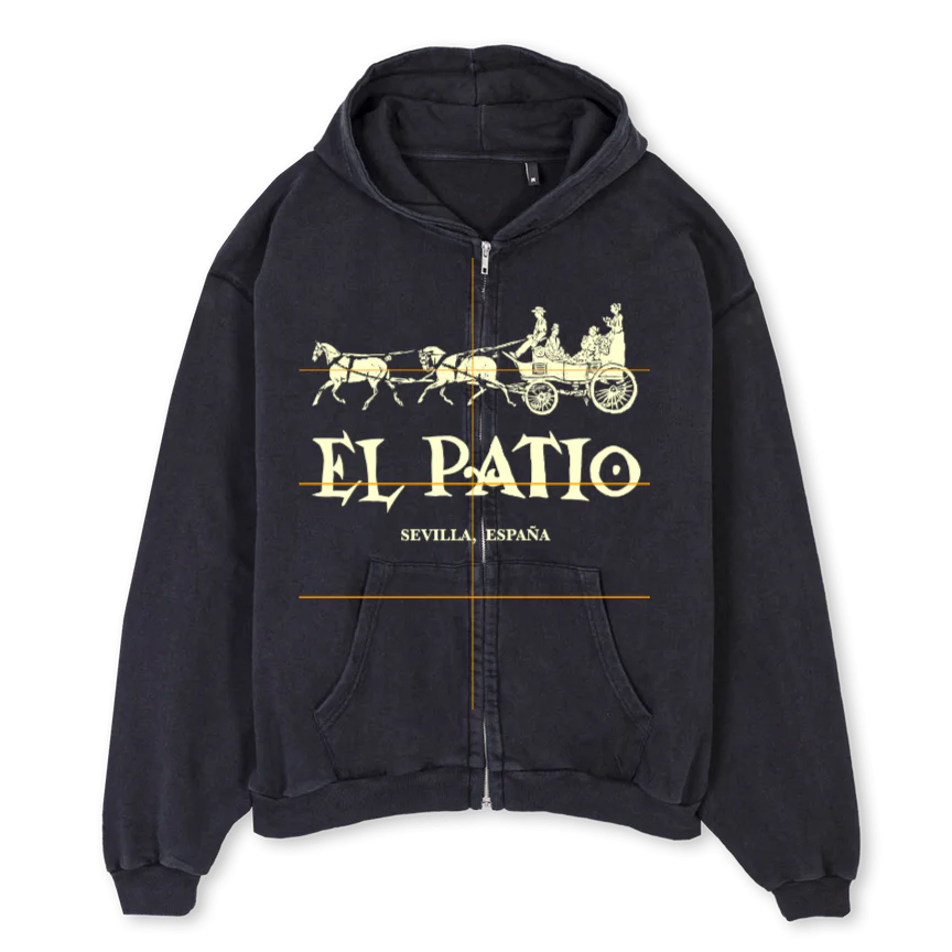 ZIPHOODIEGOOD Vintage Black Oversized Zipped Hoodie.