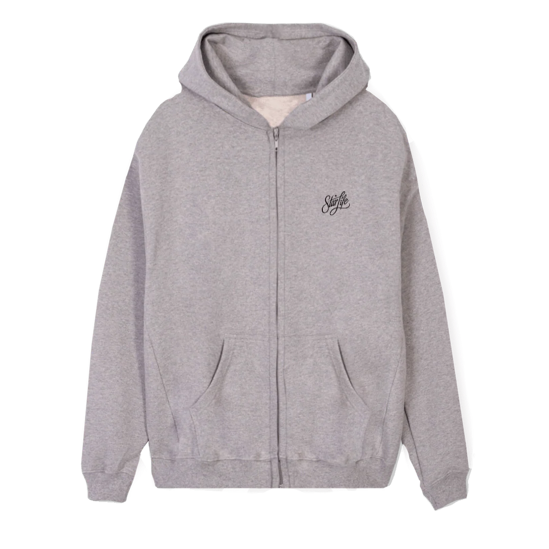 ZIPPEDHOODIEBKLOGO Grey Marl Regular Zipped Hoodie.
