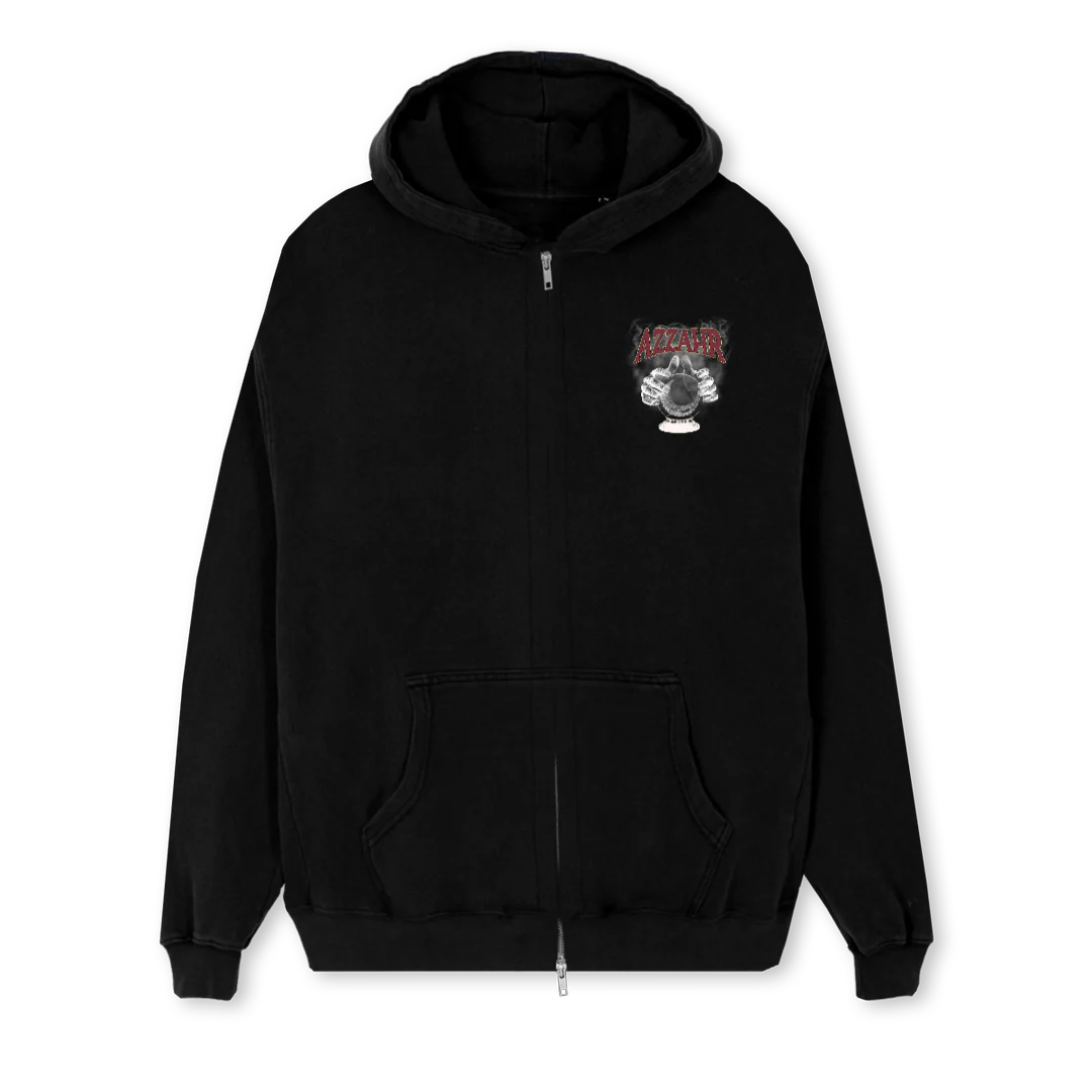 ZZOLTAR Black Regular Zipped Hoodie.